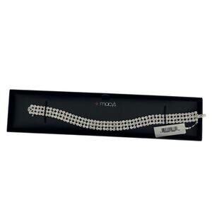 Diamond Accent Three-Row Beaded Bracelet in Fine Silver-Plate